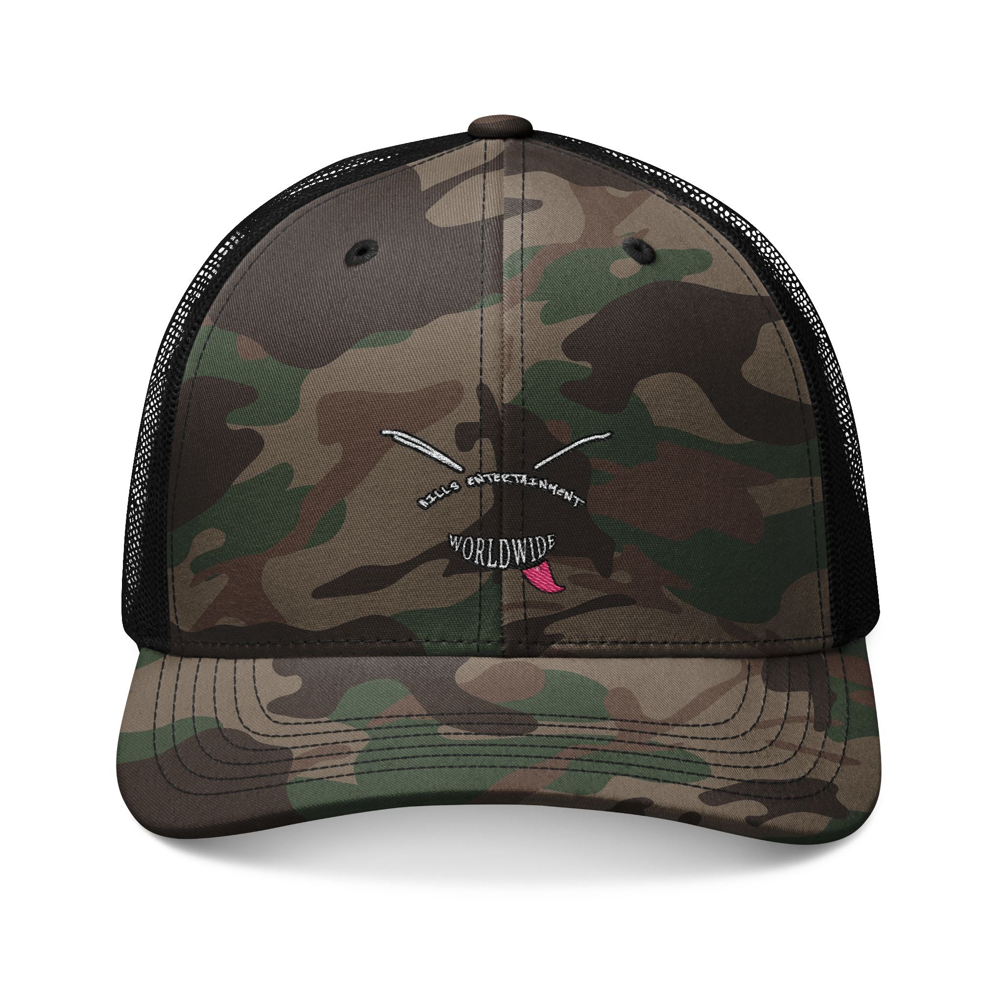 WORLD TOUR Camo Trucker Hat — Embroidered Patch
